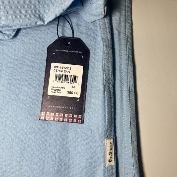 Ben Sherman NWT Mens Button Down Collar Shirt Medium Blue - Picture 8 of 9